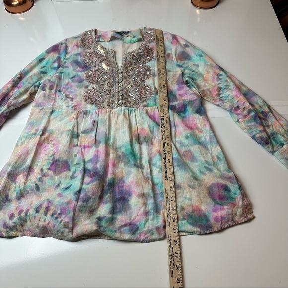 Soft Surroundings Pink and Purple Embellished Blouse - Picture 5 of 10